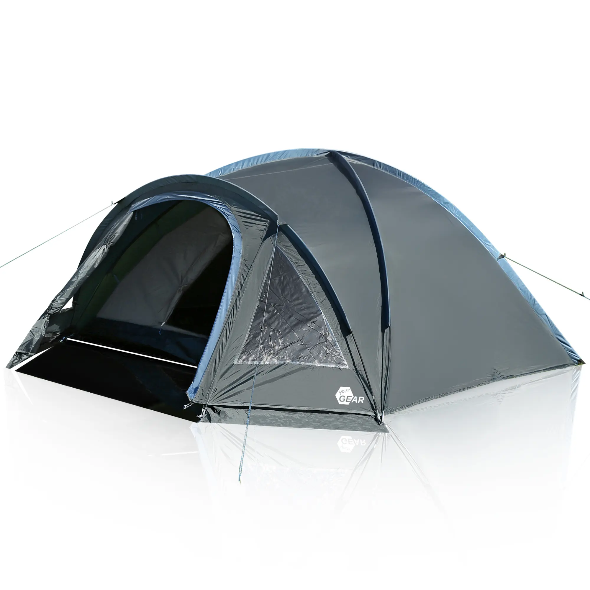 your GEAR Zelt Monza 4 Personen Kuppelzelt, Vorbau mit Bodenplane und Fenster, UV50+, 3000 mm