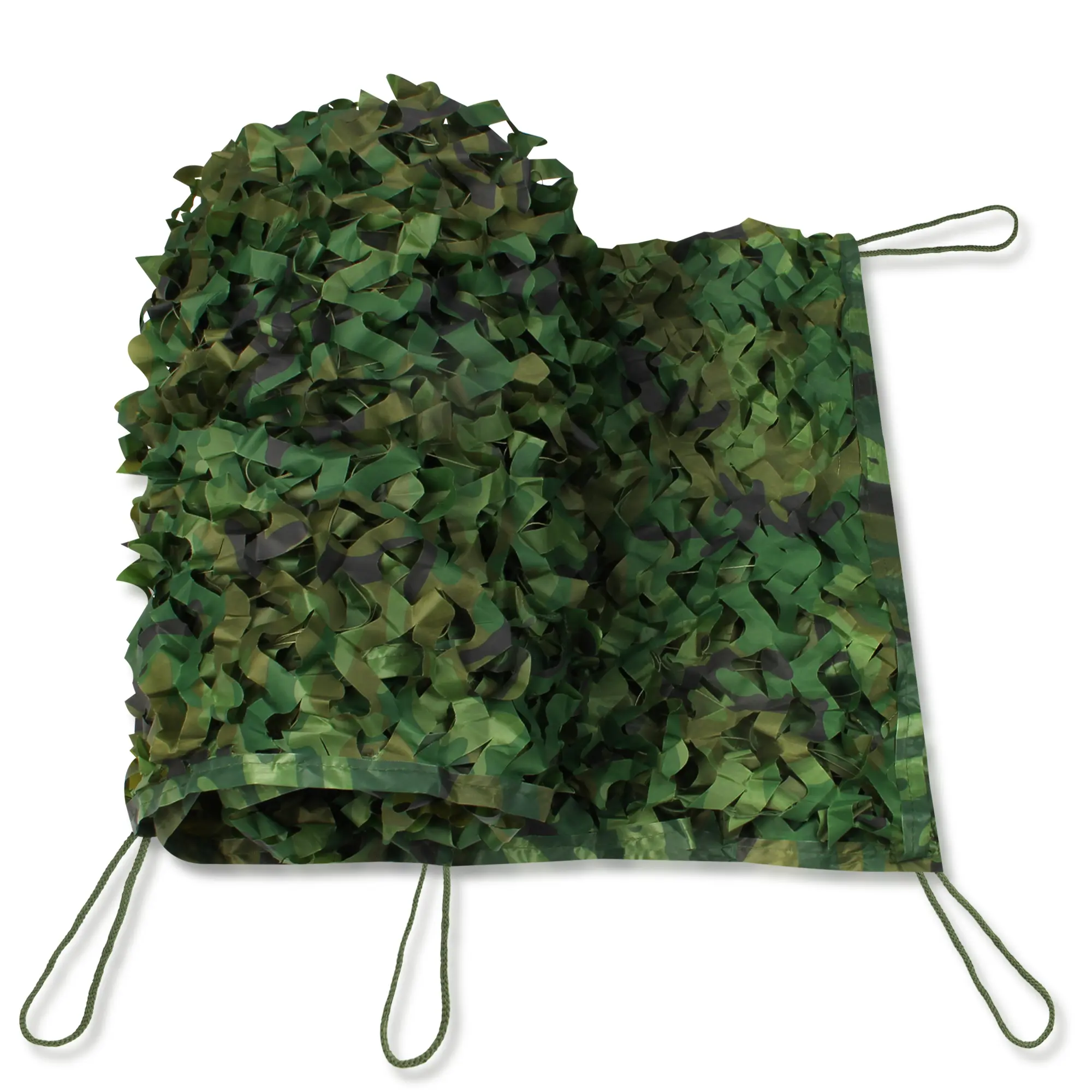 Red de camuflaje yourGEAR de 1,5 x 5 m en tonos verdes y marrones, con patrón militar, ligera y resistente, con bordes reforzados y lazos para fácil sujeción, ideal para exterior, sombra o decoración.