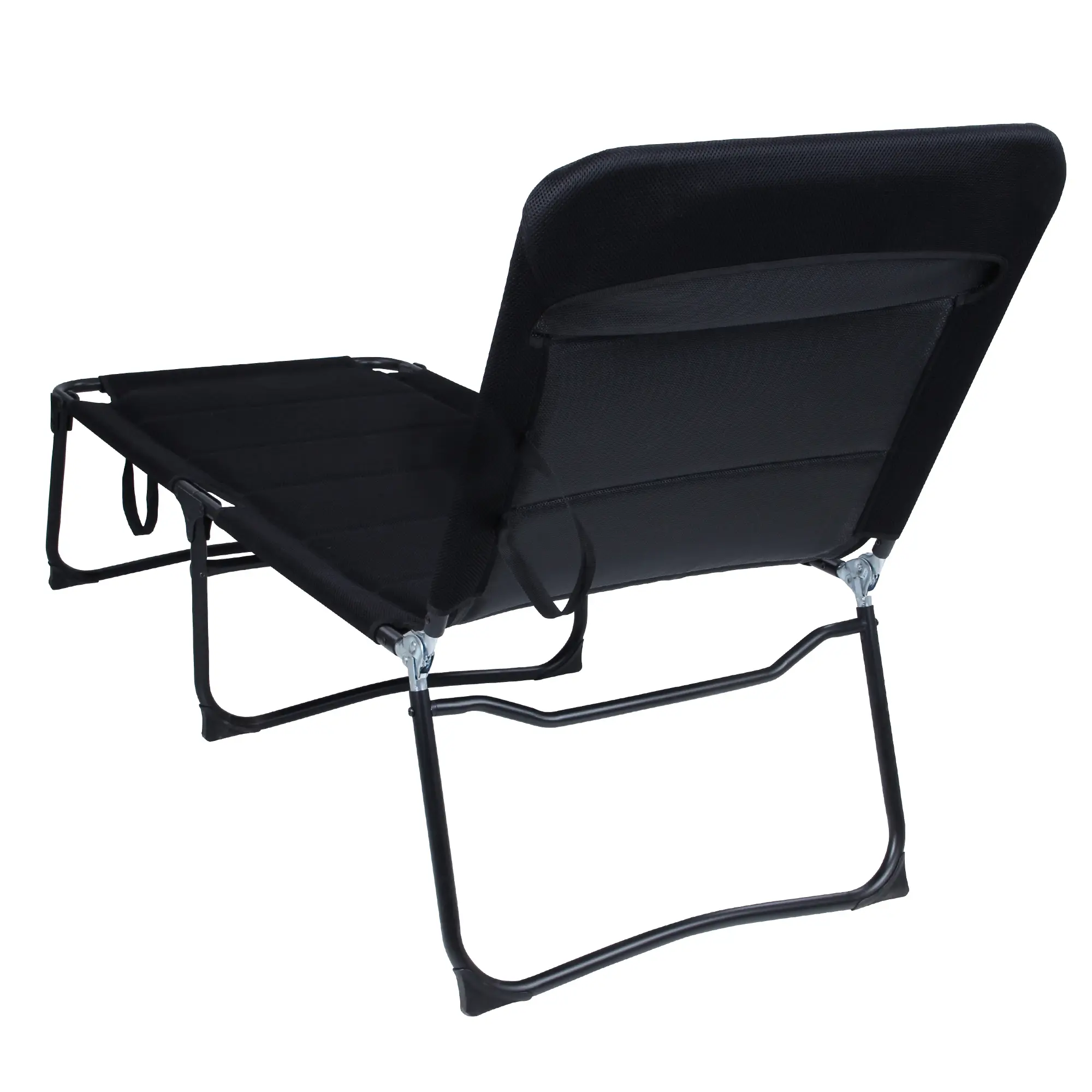 yourGEAR Sonnenliege Salina 3D in Schwarz, gepolsterte XXL Campingliege mit atmungsaktivem 3D Mesh Bezug, stabilem Alu-Rohrrahmen und verstellbarem Rückenteil, geeignet für Garten und Outdoor.