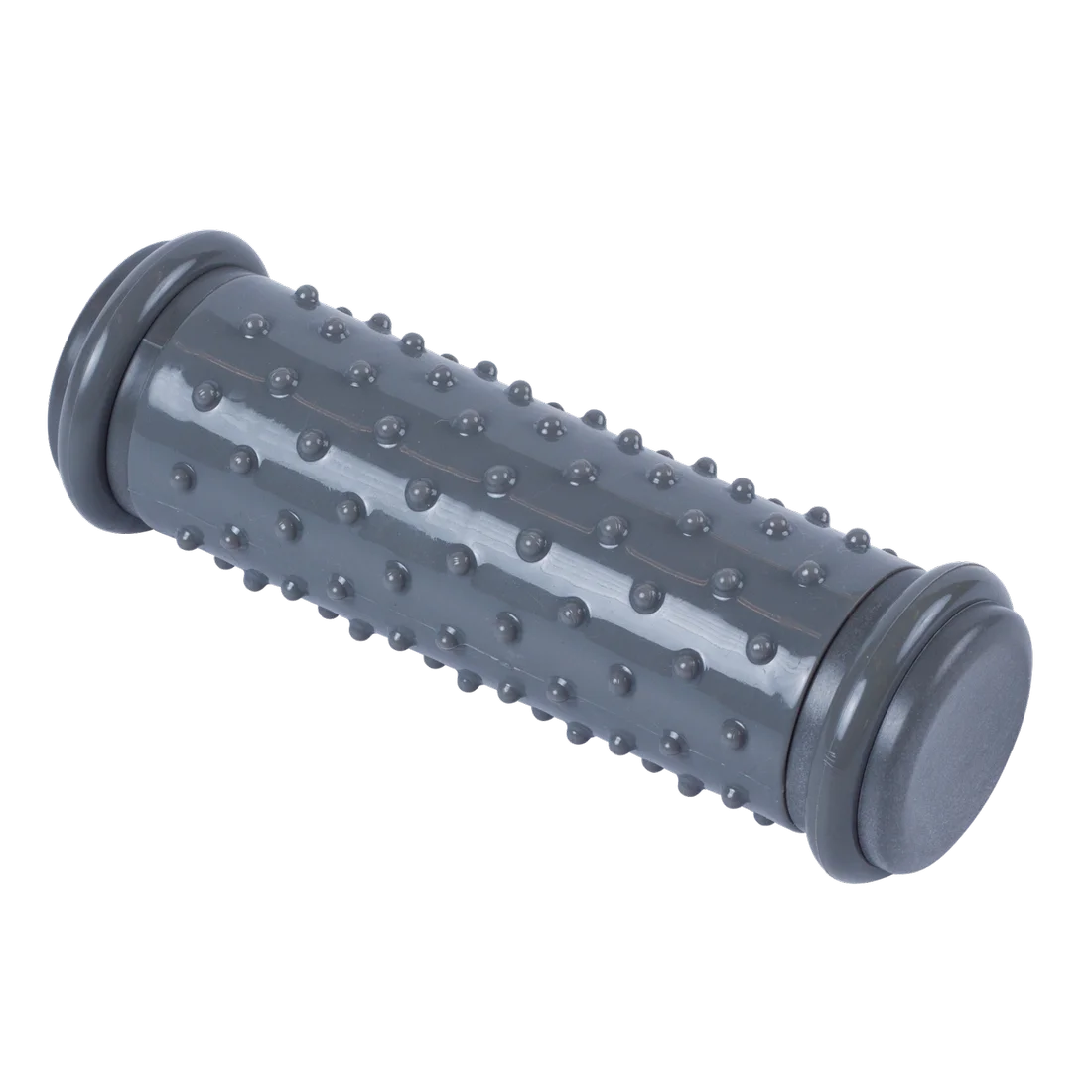 Rodillo de masaje para pies Spirit TCR, color gris, con superficie texturizada y nódulos redondeados para reflexología y masaje en frío o calor, ideal para aliviar la tensión y estimular la circulación.