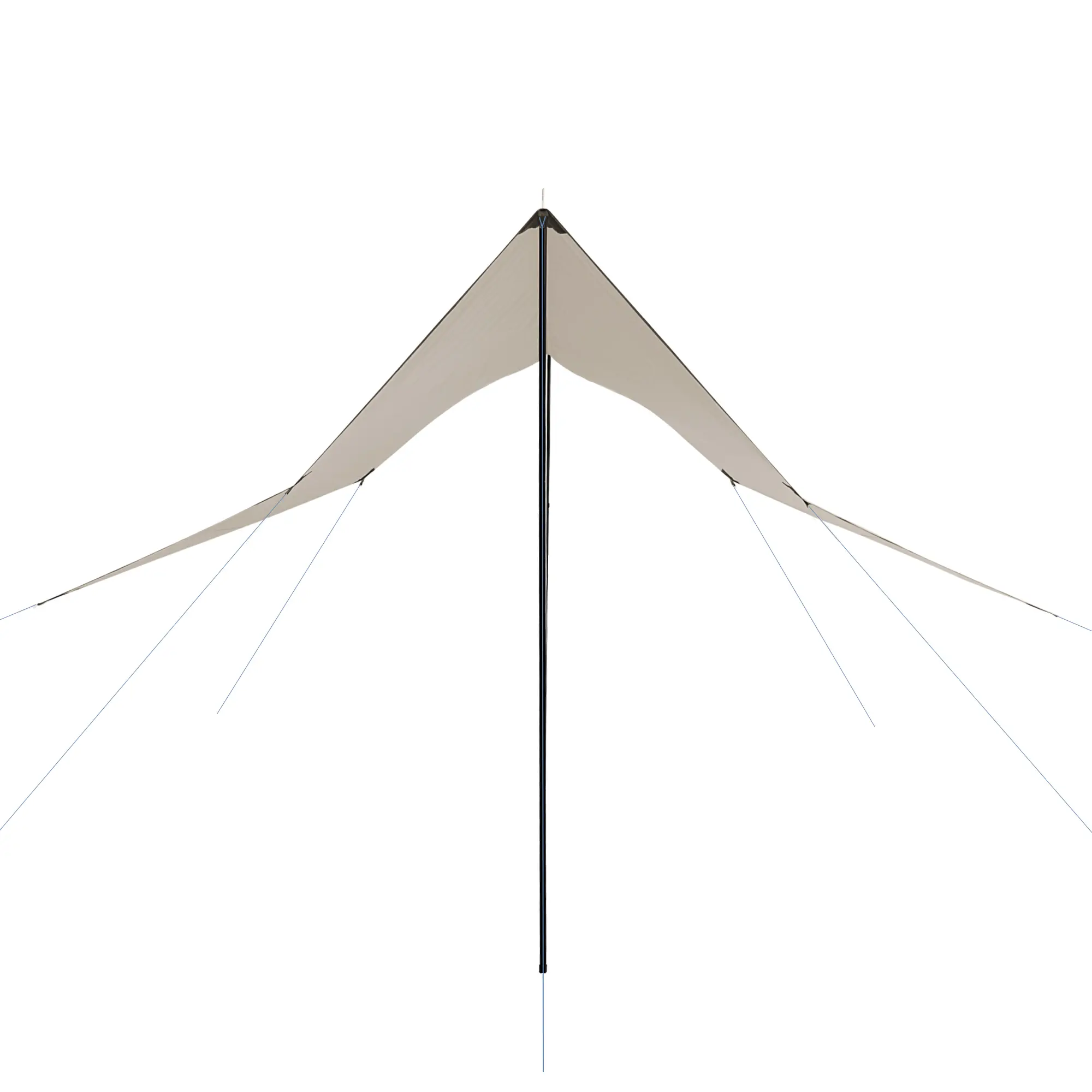 yourGEAR Sonnensegel Atrani 3x3 m in Beige-Grau, viereckig, mit zwei schwarzen Aufstellstangen und Abspannleinen, UV-Schutz 50+, wasserdicht, ideal für Garten, Camping oder Strand.