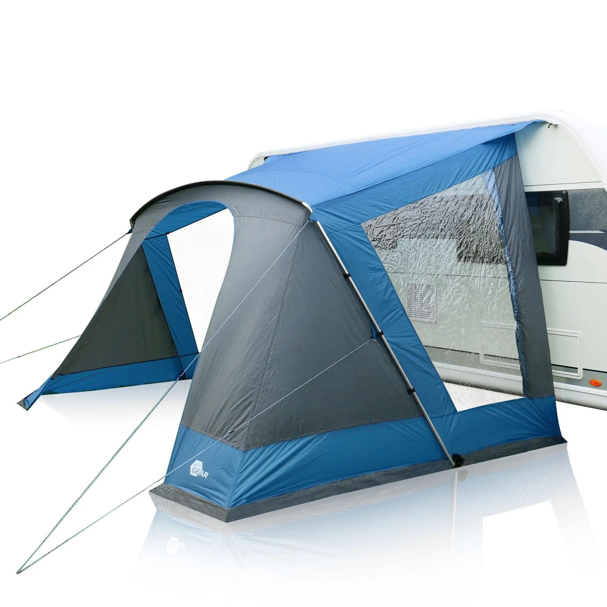 your GEAR Sharki 400 - Tenda da sole per caravan con pali in alluminio e 2 grandi finestre laterali