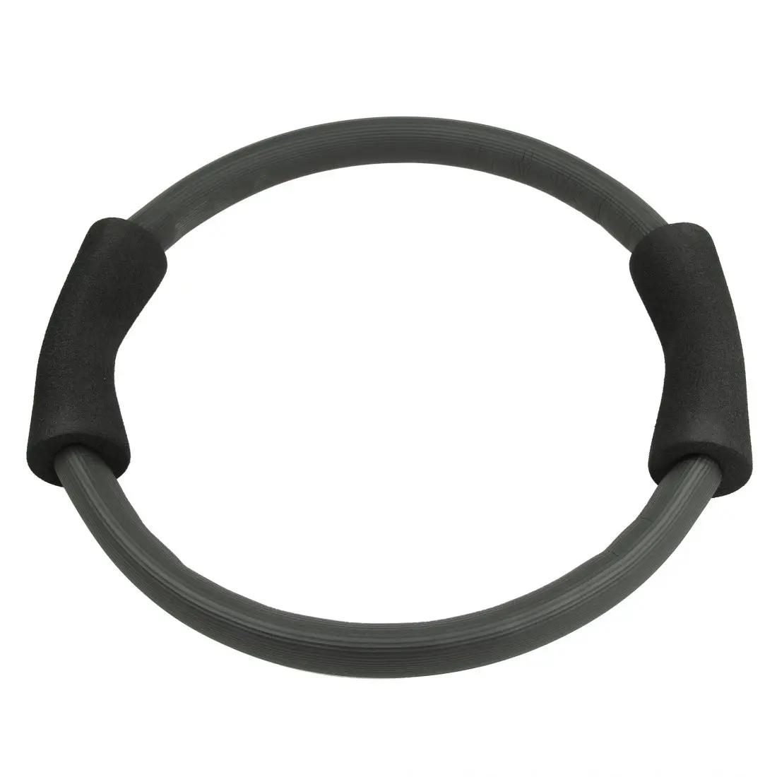 Anillo de Pilates Carnegie Fitness de color gris con empuñaduras de espuma negra, ideal para ejercicios de resistencia, yoga, pilates y fortalecimiento muscular en casa o gimnasio.