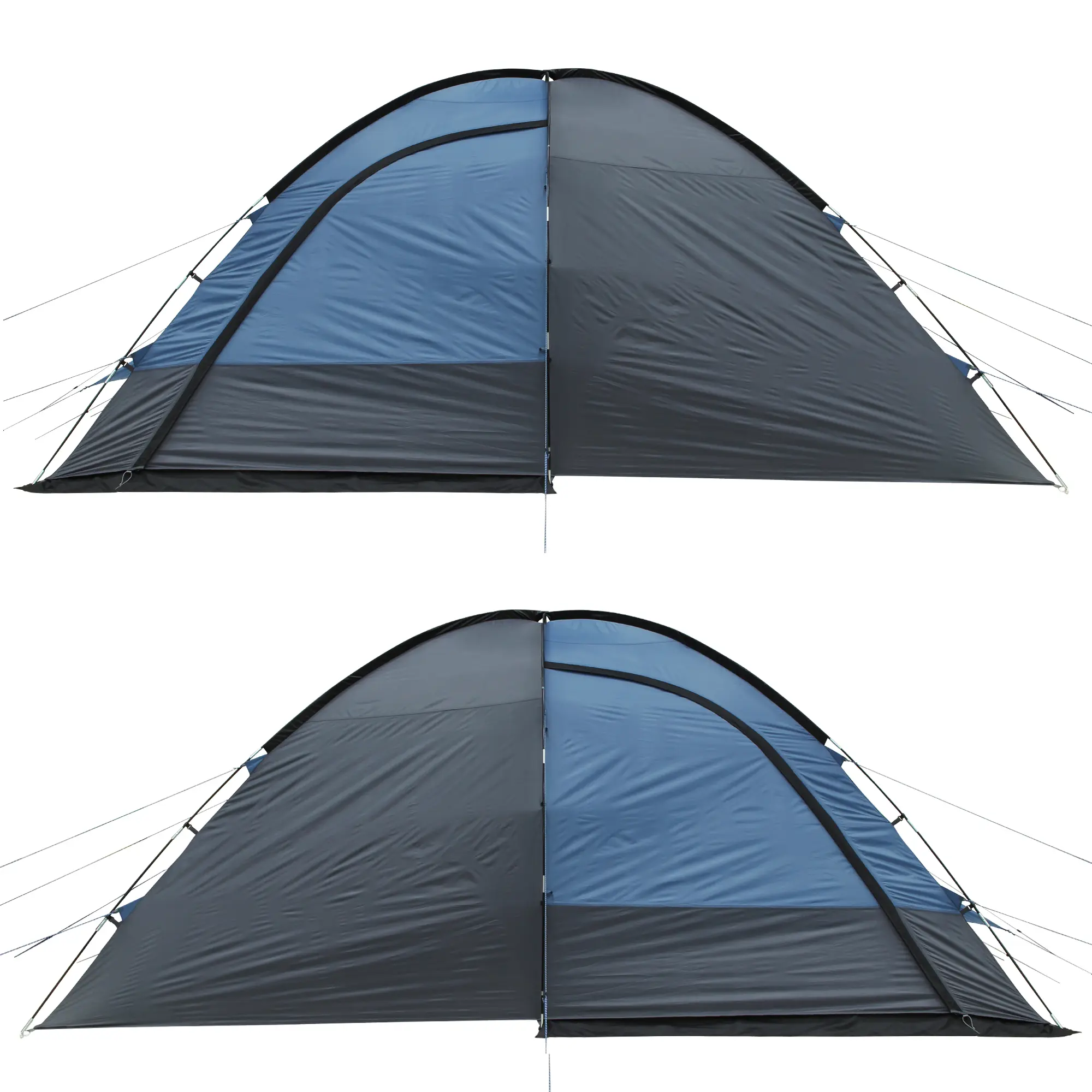 your GEAR Chinook Kuppelzelt für 4 Personen in Blau-Grau, mit Stehhöhe, großem Wohnraum, Seiteneingang und Fenstern, robustes Familienzelt mit 5000mm Wassersäule, ideal für Camping.