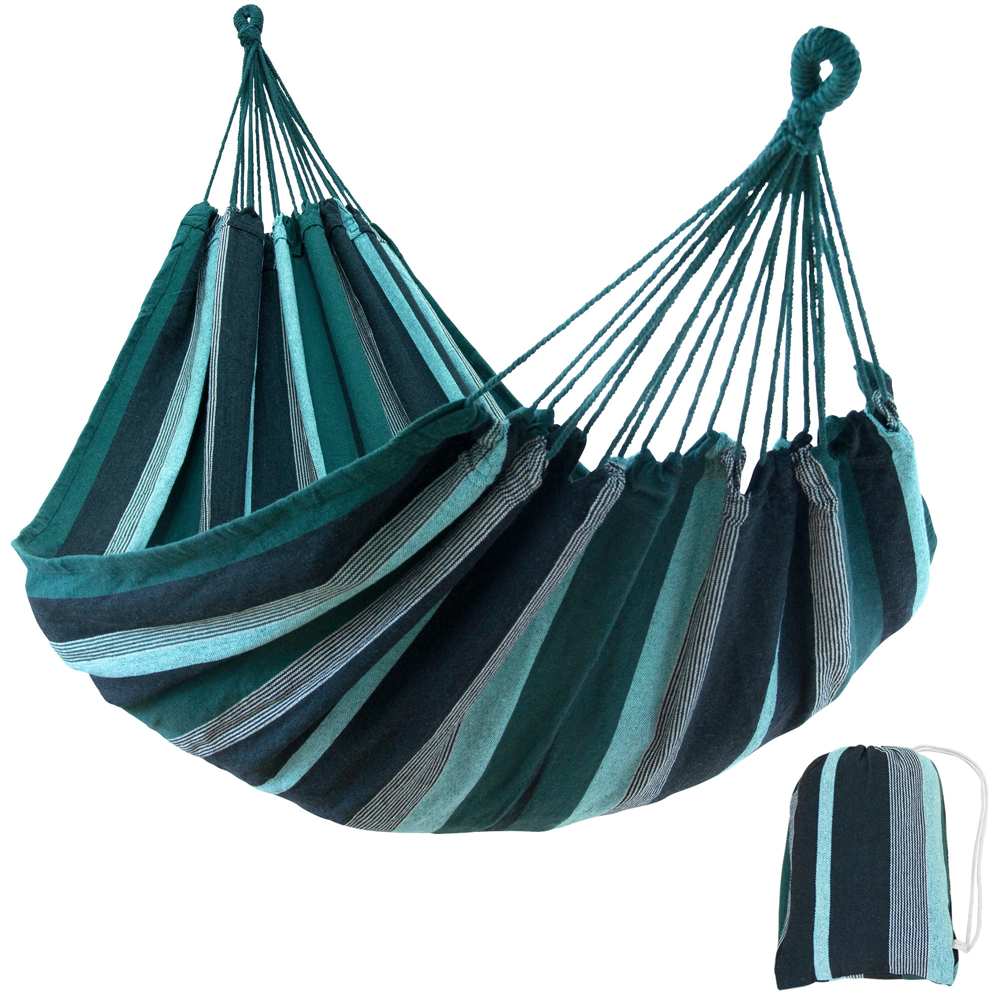 2nd Chance - your GEAR Maui Smaragd - Hängematte 200 x 120 cm | 240 kg | Baumwolle | Tuchhängematte | Packtasche (71169)