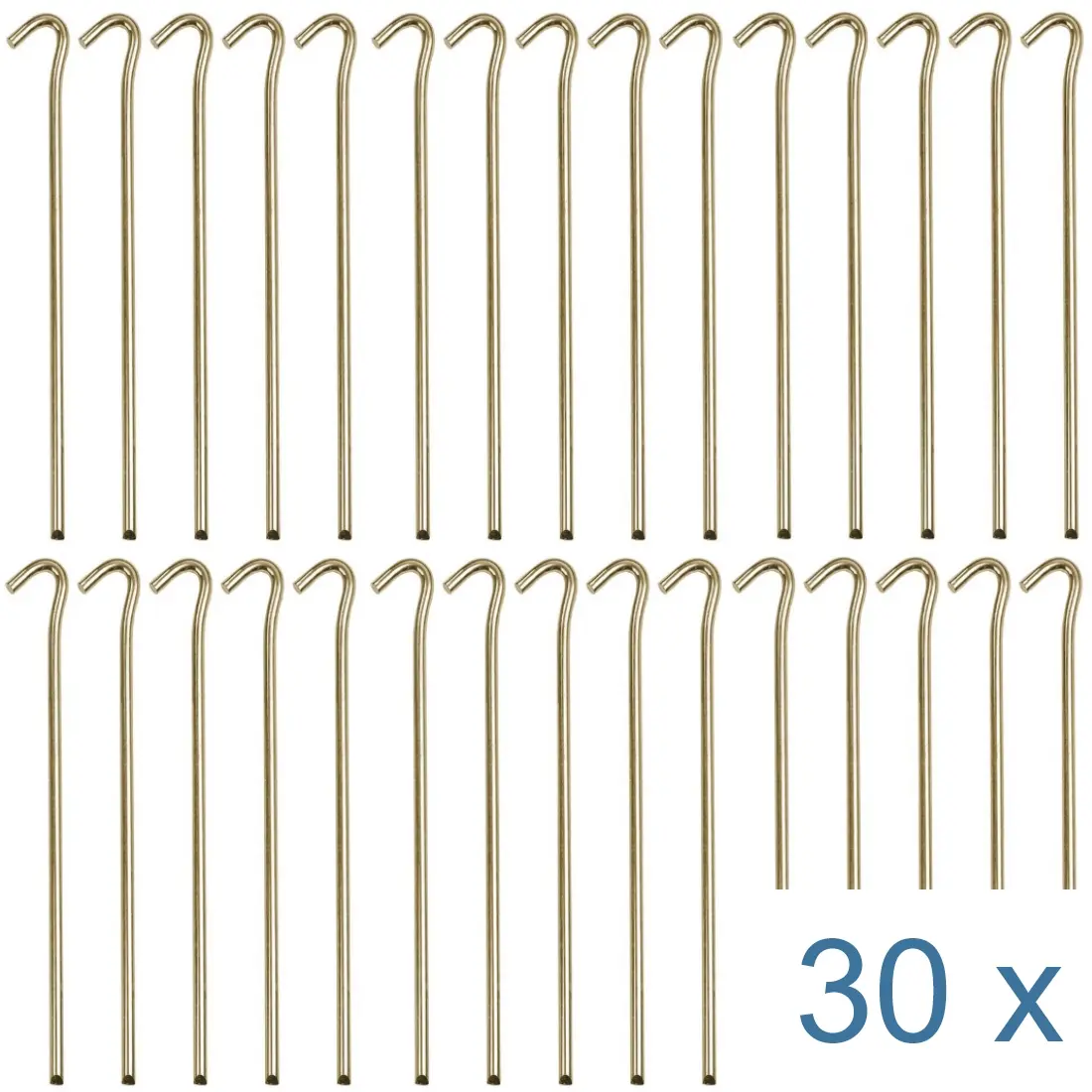 Set di 30 yourGEAR Zeltheringe RH30 aus verzinktem Stahl, Runddraht-Design, Länge 300 mm, Durchmesser 8 mm, robust und stabil, ideal als Erdnägel für Zelte und Camping auf festen Böden.