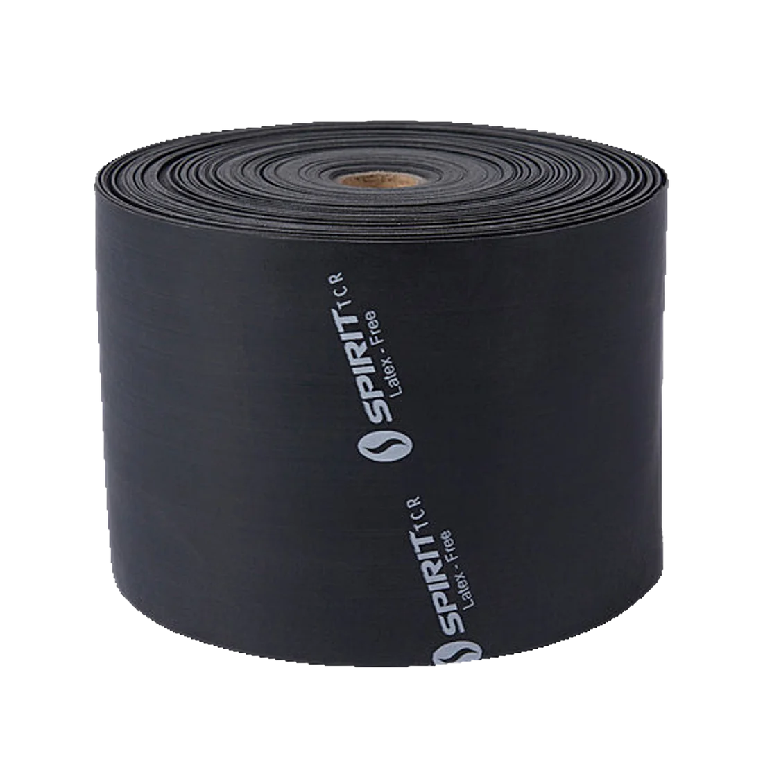 Spirit Fitnessband 27 kg Expander, latexfrei, 22,8 m Rolle in Schwarz, mit weißem Spirit TCR Logo – elastisches Gymnastikband für vielseitiges Kraft- und Widerstandstraining, geeignet für jedes Leistungsniveau.