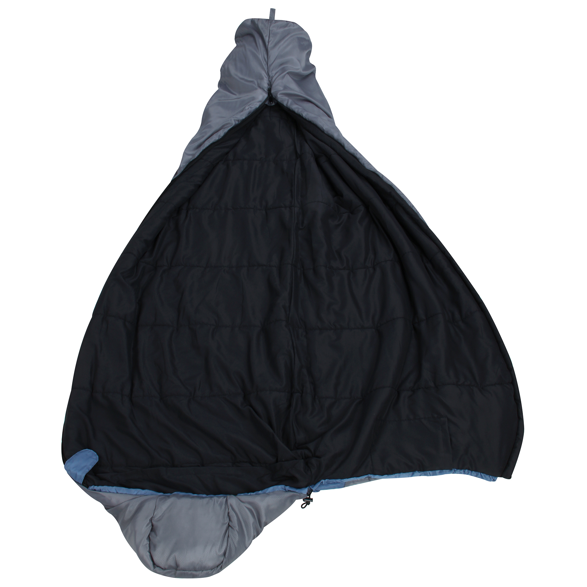 Sacco a pelo yourGEAR Pali -3°C, forma a mummia, 220x75cm, leggero, colore grigio e nero, con cappuccio integrato, ideale per l’estate, campeggio e trekking, piccolo ingombro da chiuso.