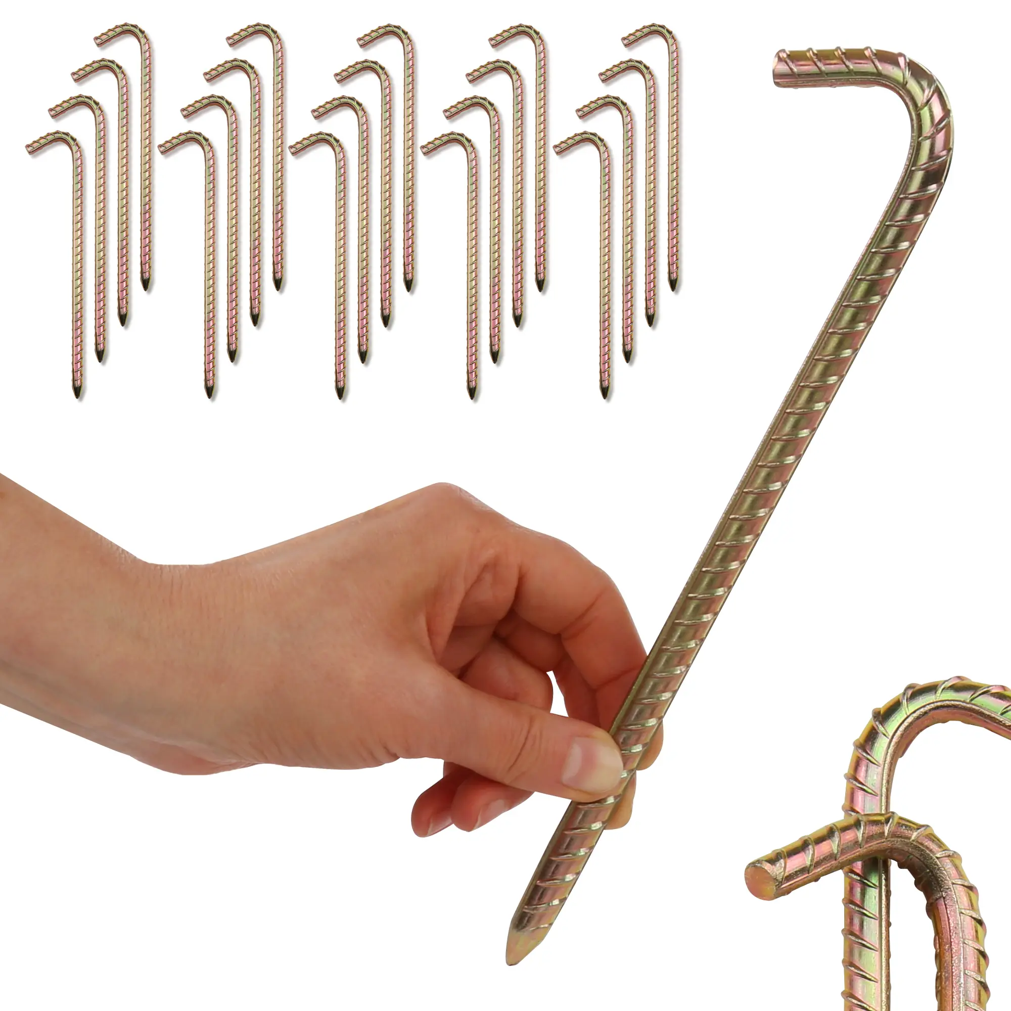 your GEAR 20 x tent peg RX 250 - rib-reinforced Ø 10 x 250 mm steel pegs, robust ground stake set