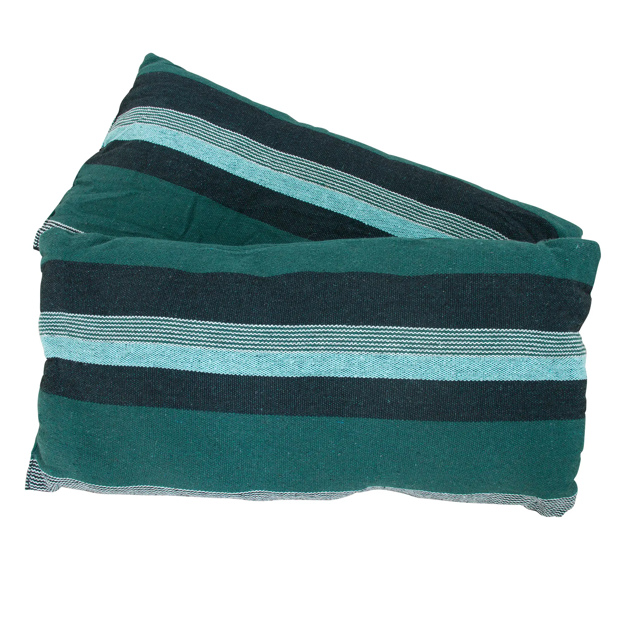 yourGEAR Kauai Smaragd cushion for hammock, rectangular, made of cotton, with green and turquoise stripes. Accessory for 2-person Kauai hammock, provides extra comfort and matching design.