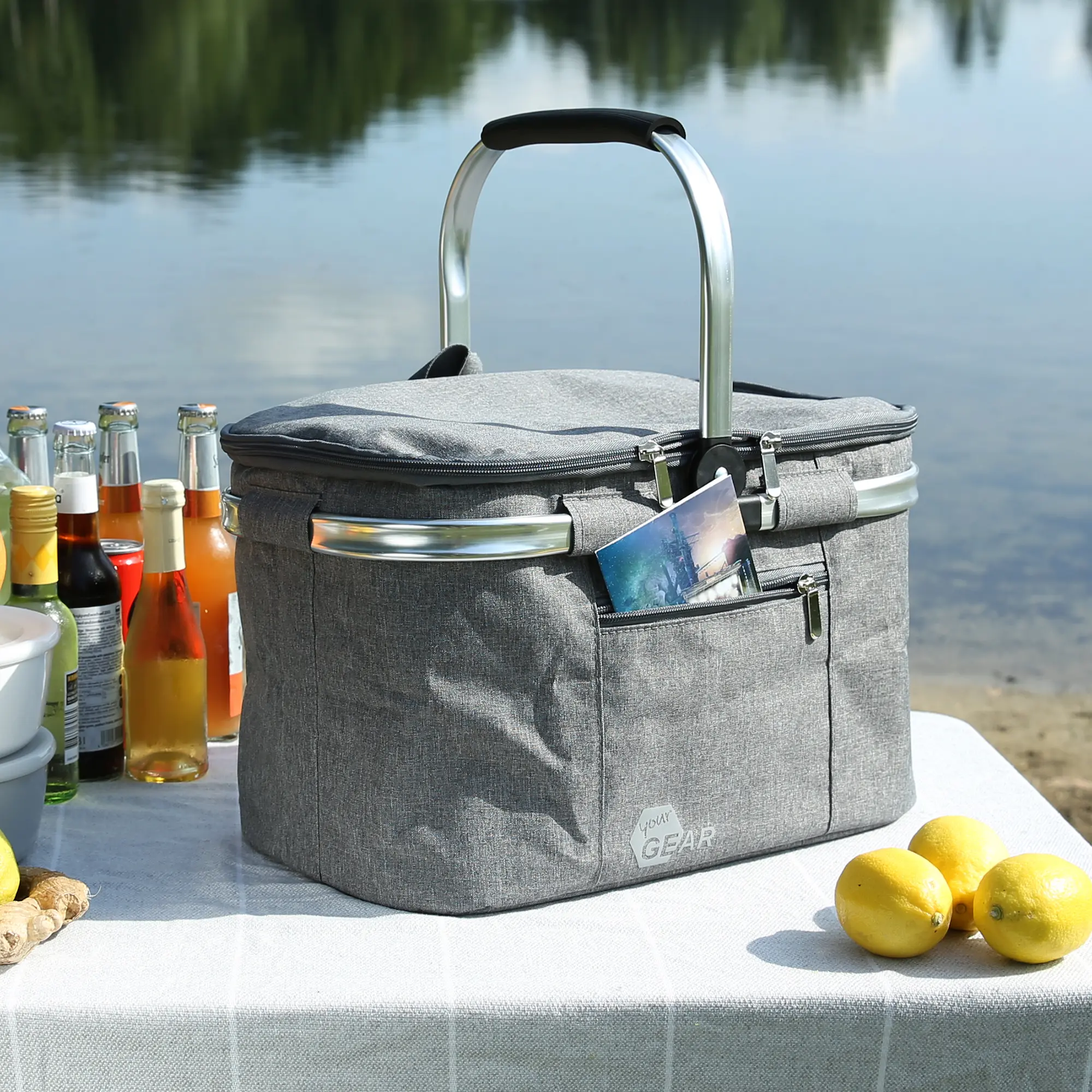 your GEAR Kühlkorb Scivu - isolierter Einkaufskorb, 29 Liter Picknickkorb, Kühltasche