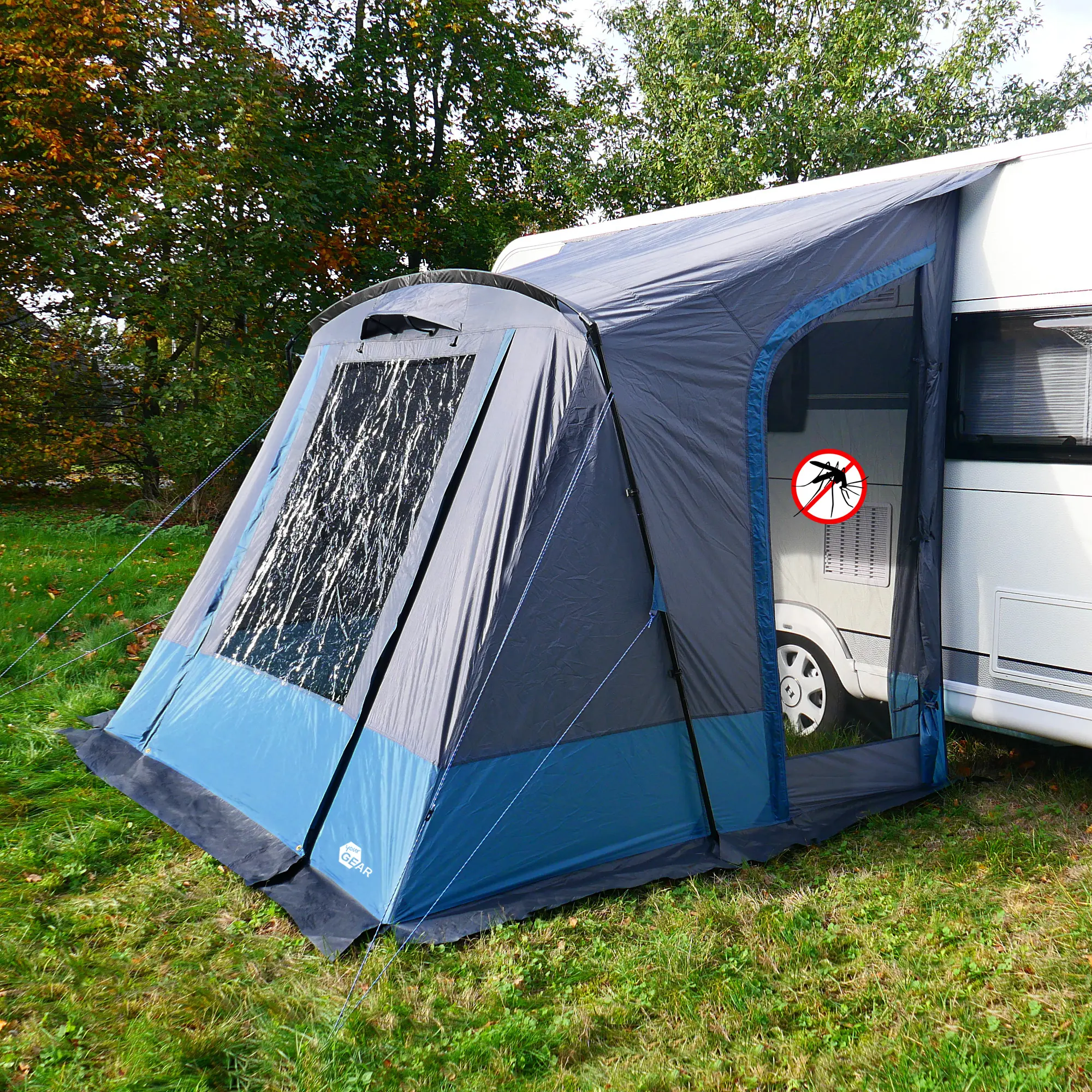 your GEAR caravan awning Pampero 280 - Caravan tent, travel awning with 2 entrances and large window