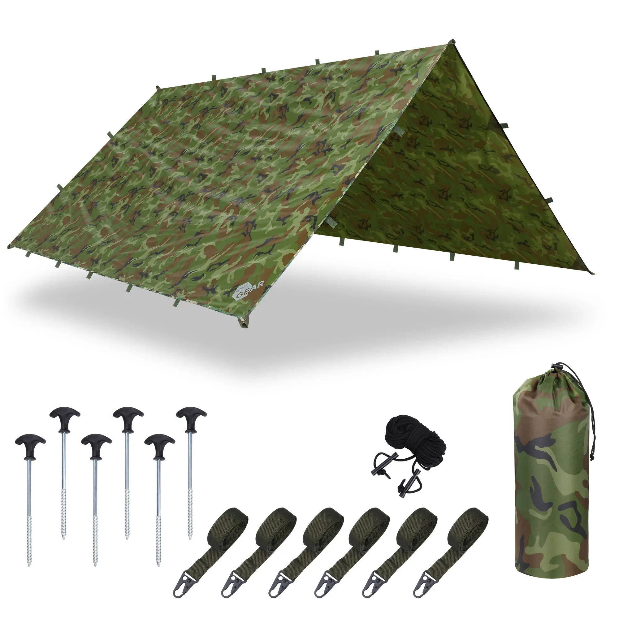 yourGEAR Bushcraft Tarp 3x3 - Canopy Rain Cover Sunsail Shelter - absolutely robust & waterproof