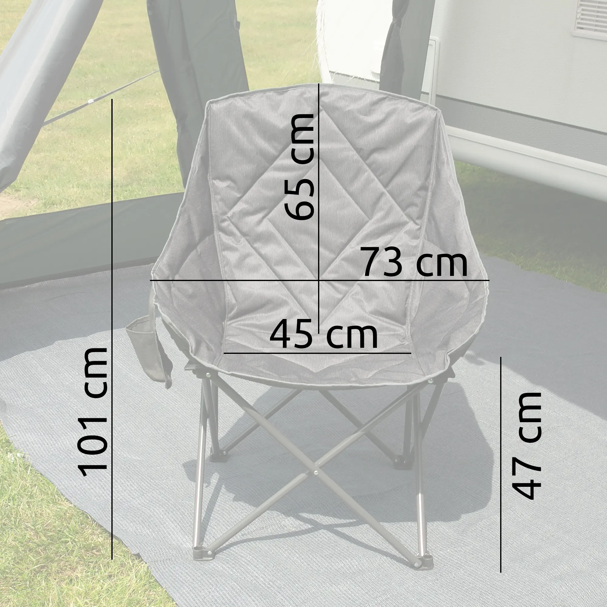 Silla de camping your GEAR Imola XXL acolchada, plegable, con respaldo alto, asiento extra ancho en diseño bicolor, estructura de acero y medidas: 101x73x65x47x45 cm, ideal para exteriores.