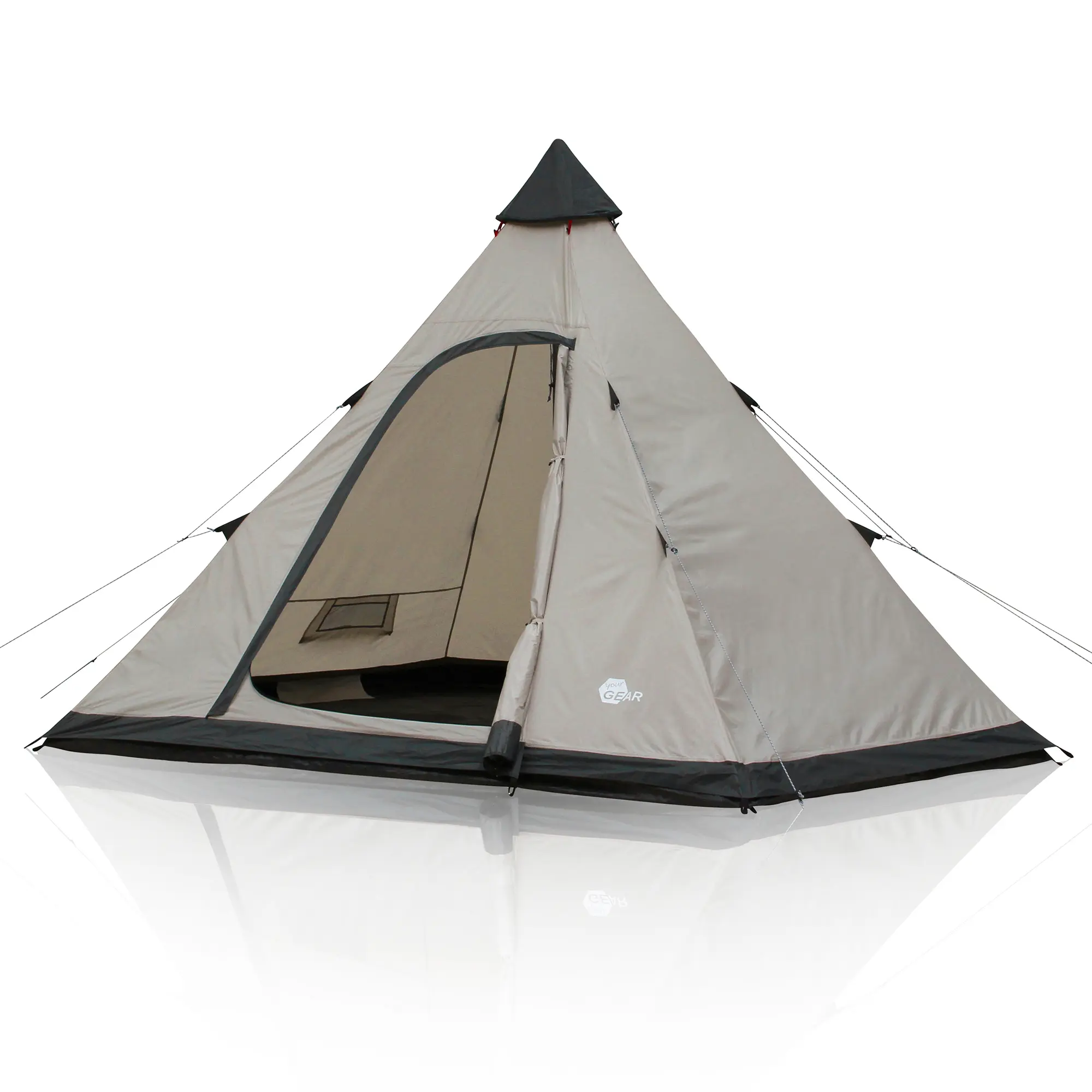 yourGEAR Tent Lido 370 4 person tipi sewn groundsheet insect protection headroom waterproof 5000mm