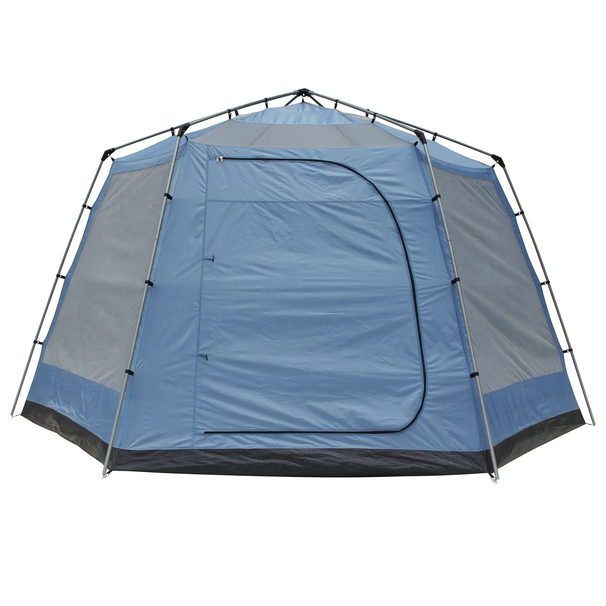 Tente your GEAR Ponza 400 bleue, forme dôme, grande porte frontale, fenêtres latérales en filet, structure robuste, hauteur debout, sol cuvette intégré, idéale pour festivals, groupes ou familles, diamètre 4 m.