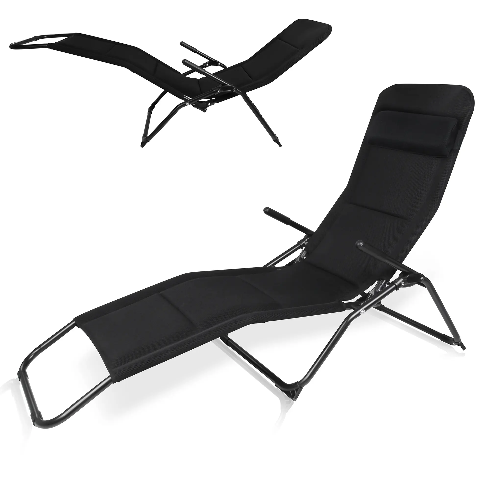 yourGEAR Lettino 3D garden lounger, Quick Dry sauna lounger with pillow, foldable sun lounger