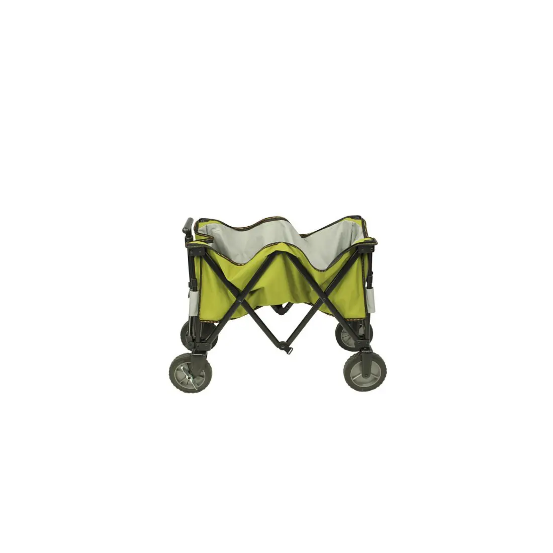 Carrello pieghevole 10T Cooler Trolley con struttura in metallo, rivestimento verde, ruote robuste e vano interno isolato per il raffreddamento, ideale per spiaggia, picnic e uso all’aperto.