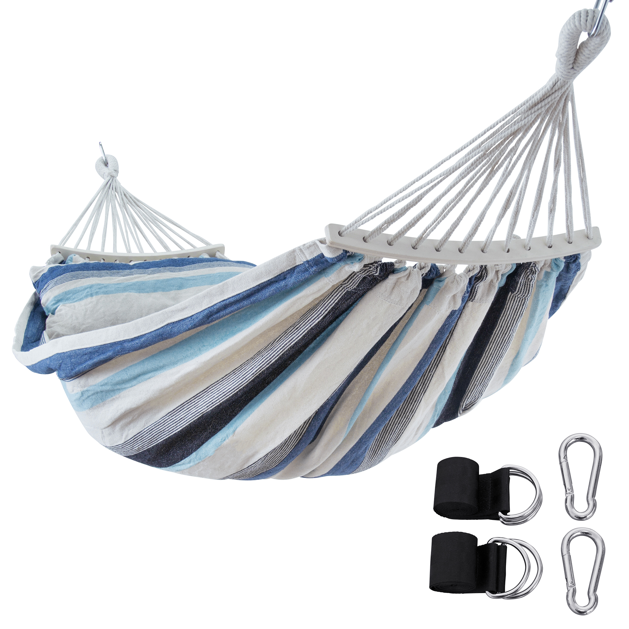 2nd Chance - your GEAR Bali Aqua Hängematte 220x120cm | 240kg | Baumwolle | Stabhängematte Kissen Befestigung-Set (71164)