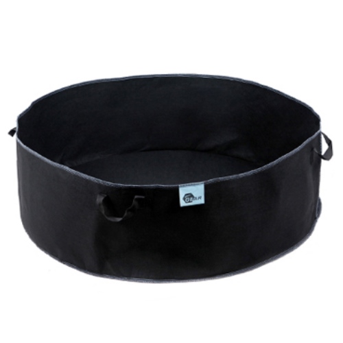 Bolsa de cultivo yourGEAR 60L de fieltro negro, forma redonda, diámetro 61 cm, altura 20 cm, con asas resistentes para transporte; material transpirable ideal para plantas y jardinería urbana.