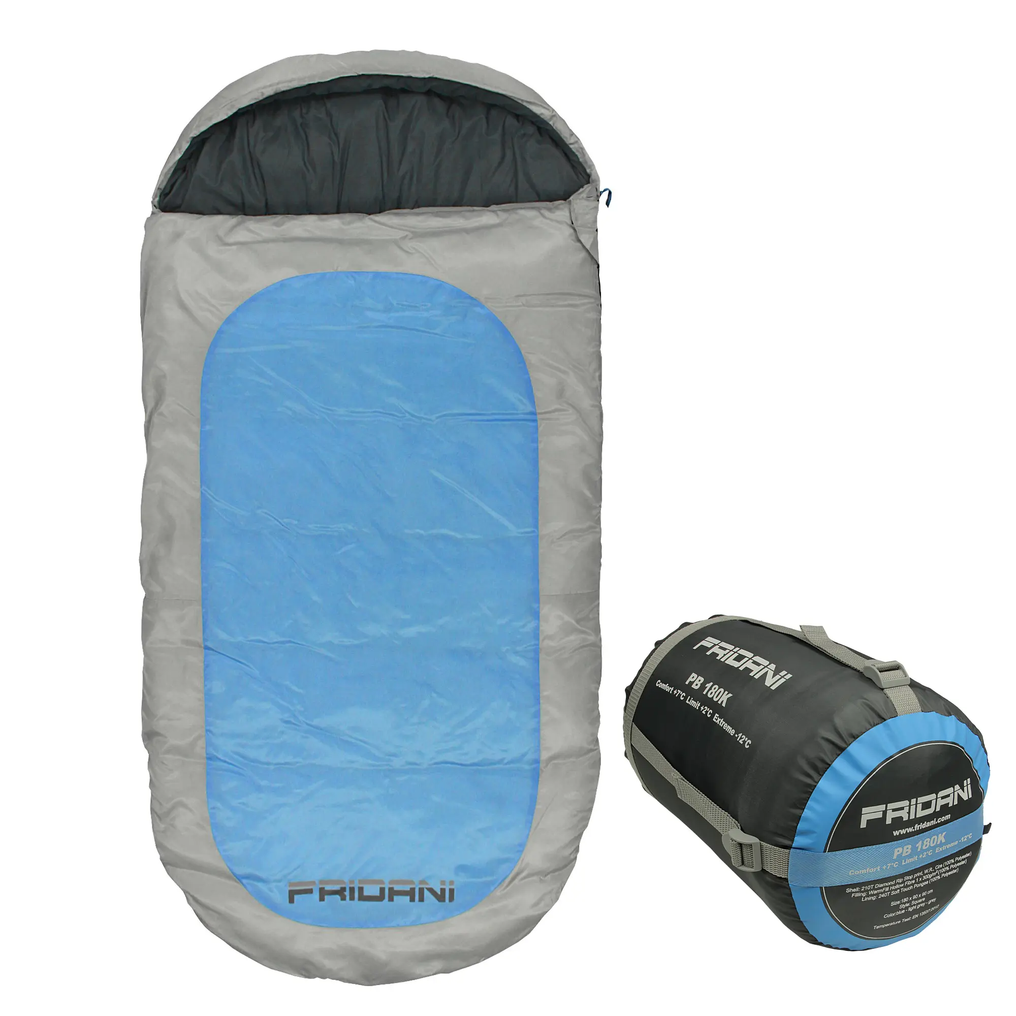 Mantas saco de dormir para niños PB 180x90cm XXL -12°C azul repelente al agua caliente lavable