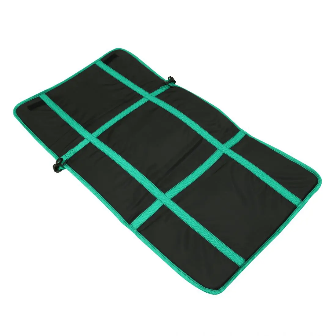 Tappetino da fitness Carnegie Fitness Set, nero con bordi e fasce verdi, imbottito e pieghevole, ideale per yoga, pilates e allenamento quotidiano a casa o in palestra.