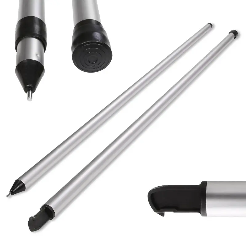 Barra tensora telescópica your GEAR Rafter Pole TO 1200 de aluminio plateado con extremos de plástico negro, ideal para toldos Thule Omnistor 1200, mostrada en varias vistas y detalles de los extremos.