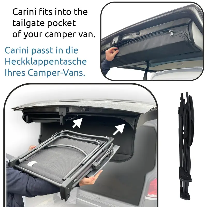 your GEAR Campingstuhl Carini - gepolsterter Klappstuhl - geeignet für VW T5 T6 T6.1 Heckklappe
