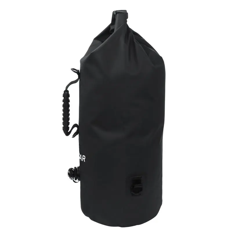 Zaino yourGEAR Dry Bag 30L nero, impermeabile, con materiale PVC 500D, cuciture saldate, maniglia laterale ergonomica, valvola per gonfiaggio o compressione, design cilindrico e roll-top.