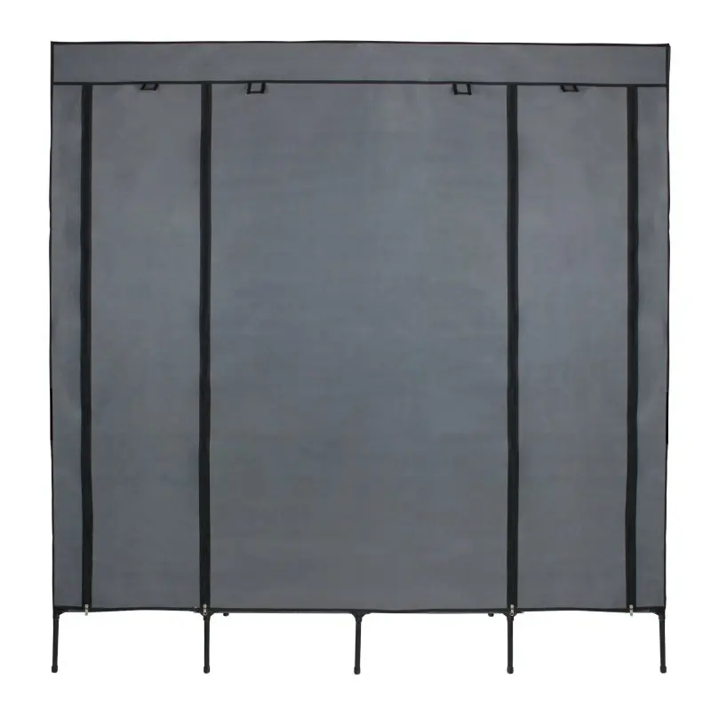 yourGEAR Kleiderschrank Grado in Schwarz-Grau, 167x45x175 cm, mit Stoffüberzug, vier Kleiderstangen und zehn Ablagen, stehend auf sechs Beinen, geschlossener, moderner Faltschrank für Kleidung und Accessoires.
