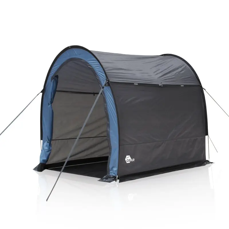 Tente tunnel your GEAR Vento 200x180x180 cm, noire et bleue, avec sol, grande ouverture frontale, idéale comme abri vélo, tente de rangement ou cuisine, protection UV 50+, imperméable 5000 mm.