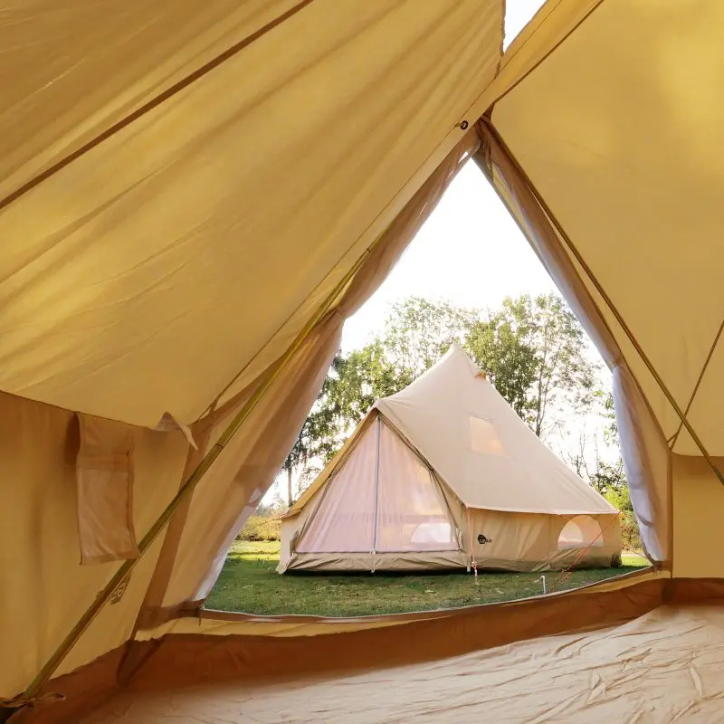 Tipi de algodón your GEAR Desert 8 Pro UV50+ para 8 personas, gran espacio interior, suelo fijo tipo bañera, protección contra insectos, ideal para camping familiar al aire libre, color beige, estructura robusta.