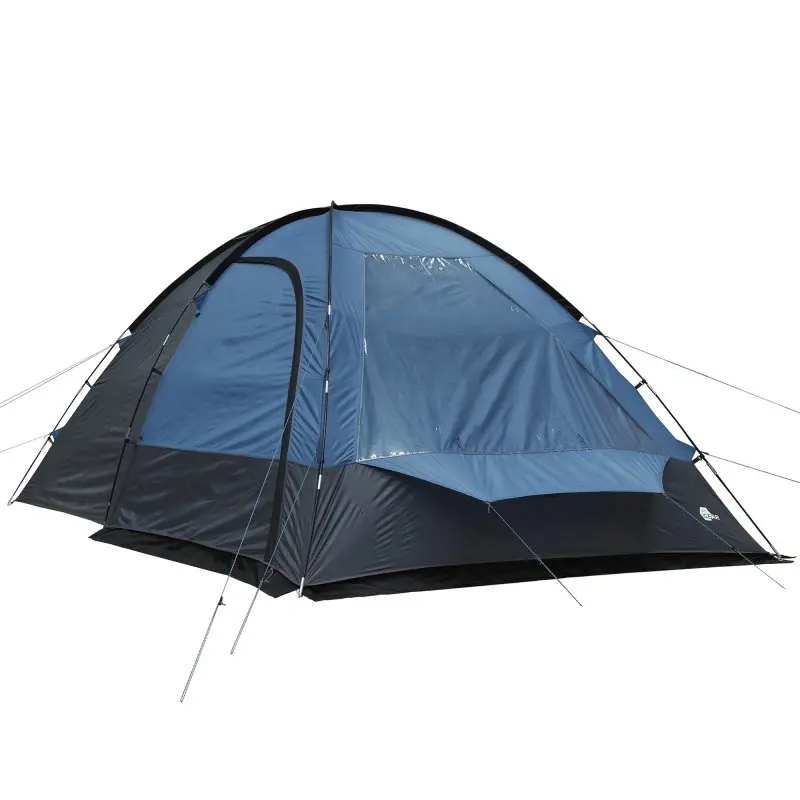 Tienda de campaña your GEAR Chinook para 4 personas, tipo cúpula, color azul y gris, con gran entrada lateral, ventana y paredes altas para estar de pie, ideal para familias y camping, impermeable 5000mm.