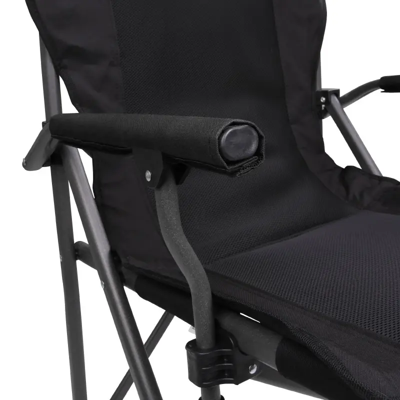 Sedia da campeggio your GEAR Pesaro con imbottitura 3D Mesh traspirante, braccioli imbottiti e struttura pieghevole in metallo, colore nero, portata 160kg, adatta per esterni.