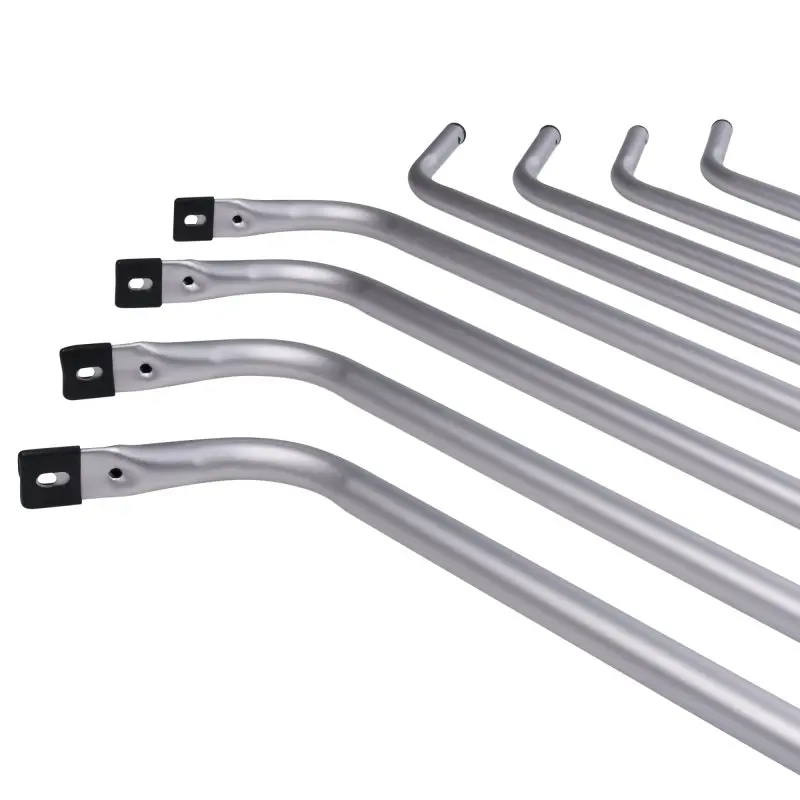 Teleskopierbare Aluminiumstangen-Set your GEAR Pole Set Windbreak mit gebogenen Enden und schwarzen Kunststoffkappen, passend für Wind- und Sichtschutzsysteme, stabil und robust für Outdoor-Einsatz.