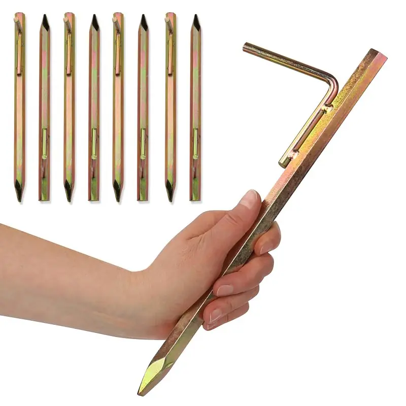your GEAR 8 x Zelthering NH 300 - Ø 15 x 300 mm 6-eckiger Zeltpflock aus Stahl mit Haken, Hering Set