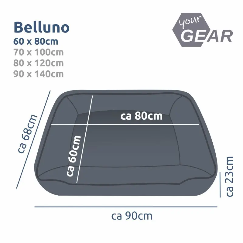 your GEAR Belluno 60 x 80 cm - bequemes Hundebett, Hundekorb, waschbar & hygienisch