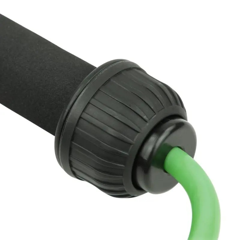 Close-up of the Carnegie Supa Rope handle with black foam grip and green resistance band, designed for fitness, Crossfit, and functional training. Durable construction and ergonomic, non-slip handle for comfortable use.