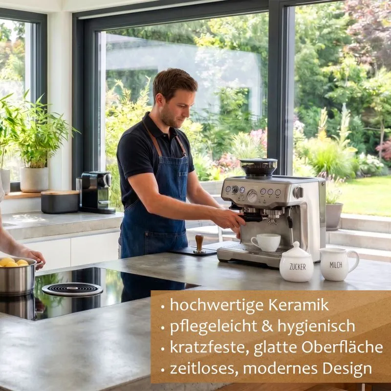 PURWERK Milch und Zucker Set Weiß Keramik – Hammerschlag-Design