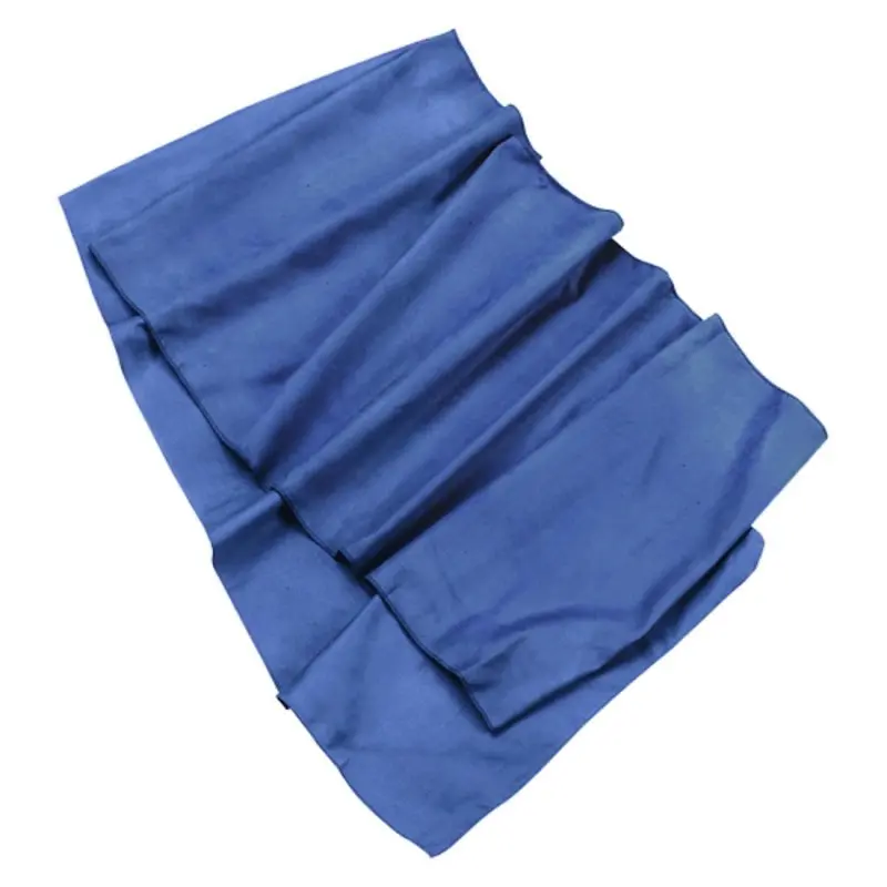 Blue Trekmates Travel 60x40 microfiber trekking towel, lightweight and quick-drying, shown unfolded; ideal for camping, beach, and outdoor use. Made of 100% polyester, includes antibacterial properties.