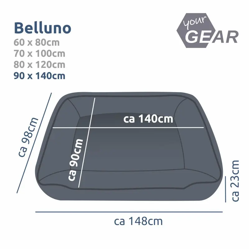 your GEAR Belluno 90x140 cm orthopädisches Hundebett, Hundekorb, waschbar & hygienisch