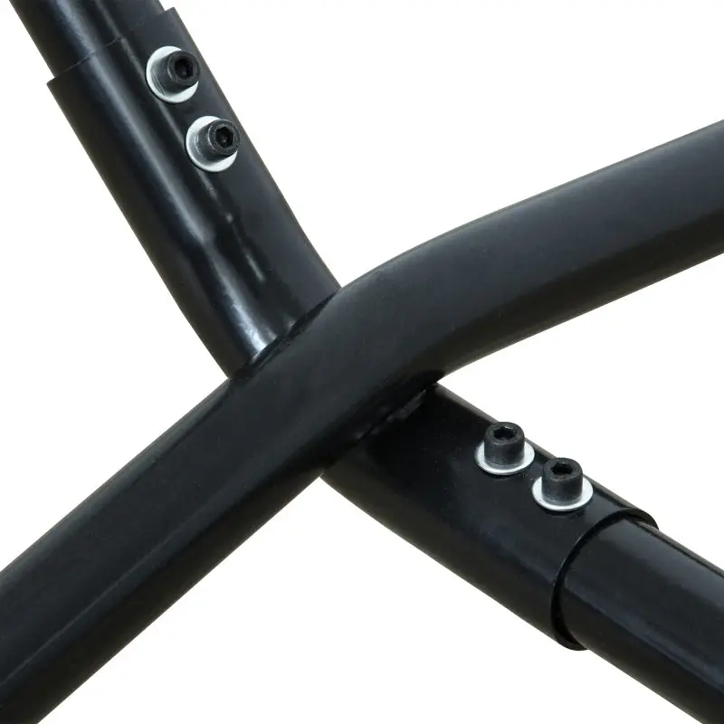 Estructura de soporte para hamaca yourGEAR, color gris oscuro, fabricada en tubos metálicos resistentes, uniones atornilladas visibles, diseño robusto y resistente a la intemperie, ideal para hamacas de 260-350 cm.