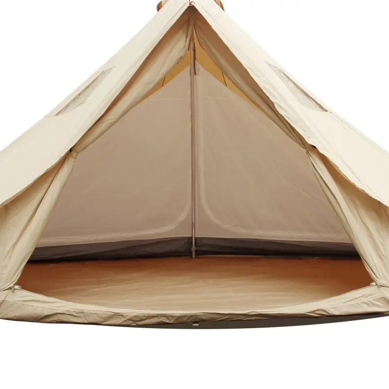 Familienzelt your GEAR Desert 8 Pro aus Baumwoll-Mischgewebe in Tipi-Form, mit großem Eingang, wannenförmigem Boden, Insektenschutz und geräumigem Innenraum für 4-8 Personen, UV50+ Schutz.