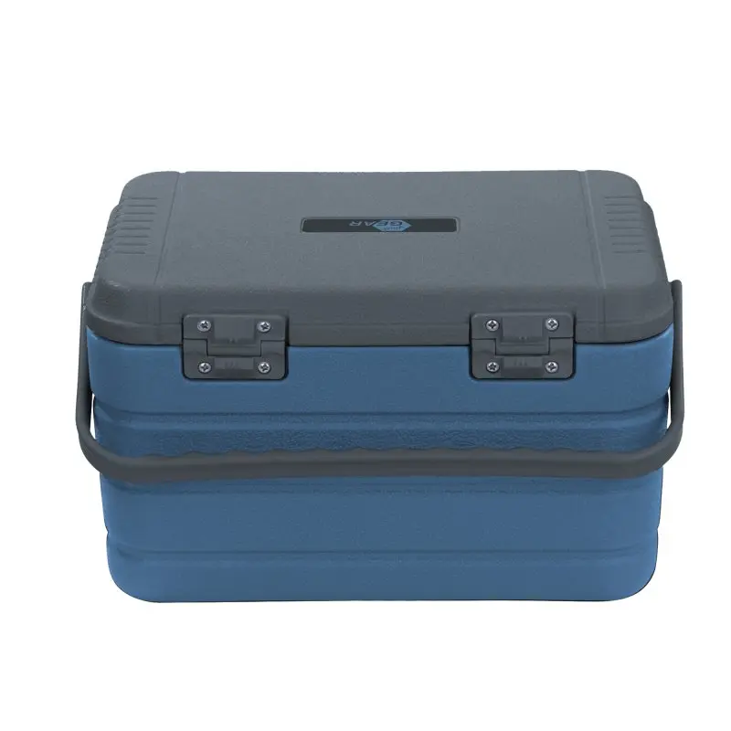 Glacière passive yourGEAR Coolah 10L bleu et gris, avec isolation PU, poignée noire, couvercle verrouillable et design compact, idéale pour garder aliments au frais ou au chaud jusqu’à 47 heures.