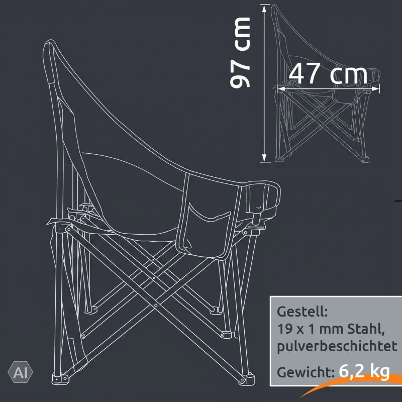 your GEAR Campingsofa Modena - XXL Campingstuhl für 2 Personen, max 320 kg, extra lang, gepolstert
