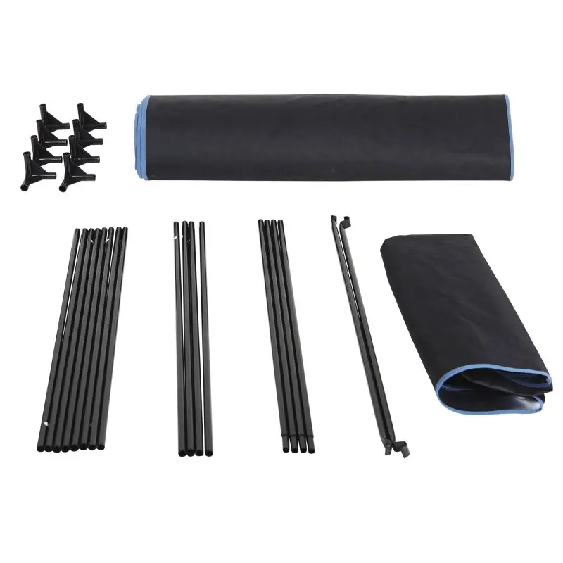 Growzelt Plantsville Bausatz von yourGEAR, bestehend aus schwarzen Metallstangen, Eckverbindern und zwei gefalteten Stoffhüllen, geeignet für Indoor Pflanzenzucht, Maße 100x100x200 cm.