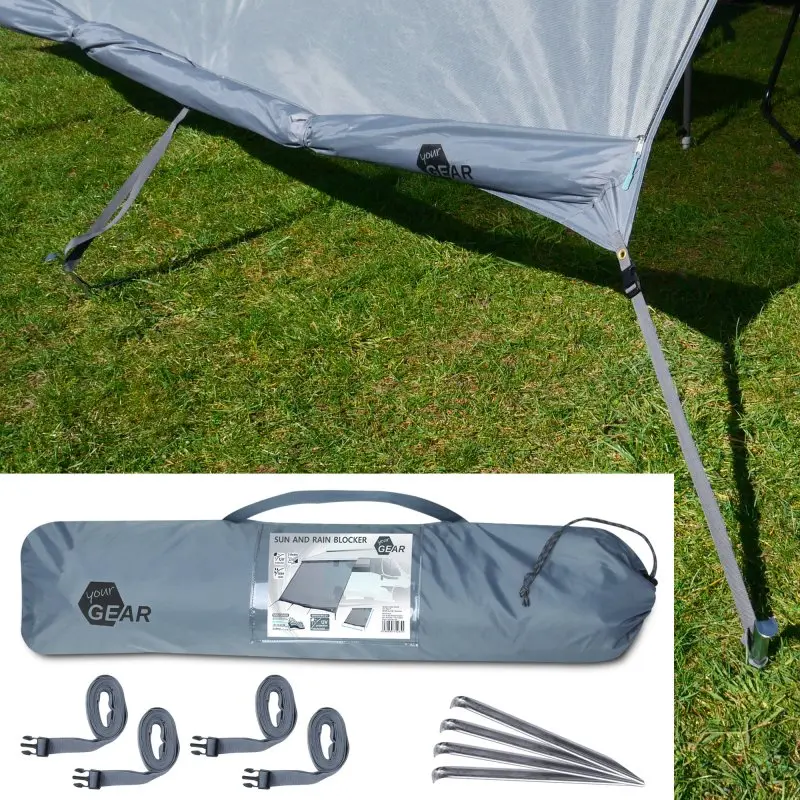 your GEAR Campingbus Sun + Rain Blocker 2,4 x 2 m - Vorderwand für Bulli / Bus Markise mit Abdeckung