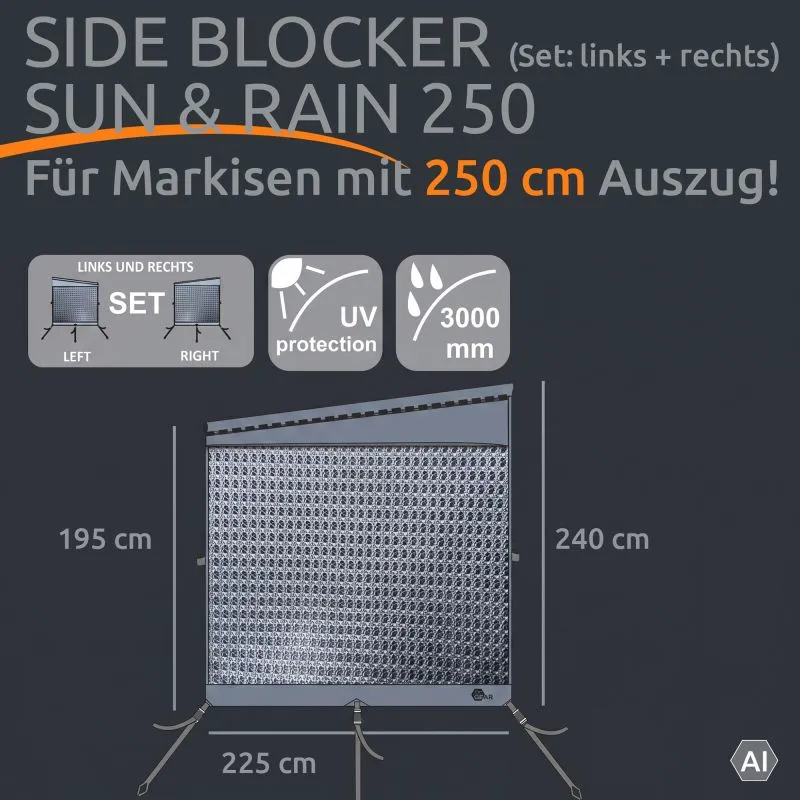 your GEAR Sun + Rain Blocker Side Walls - 2 x parete laterale per tendone, tenda