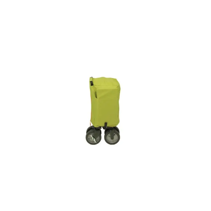 Carro plegable 10T Cooler Trolley con ruedas grandes, funda protectora verde y compartimento térmico integrado, ideal para playa o picnic. Diseño compacto y resistente, fácil de transportar.