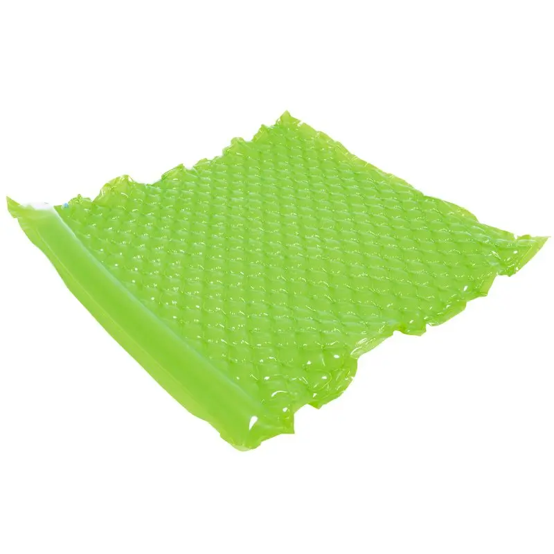 Green inflatable Jilong Wave Mat Duo, 218x183 cm, with waffle structure and built-in pillow, suitable for two people. Ideal air mattress for pool, beach, or lake relaxation and swimming.